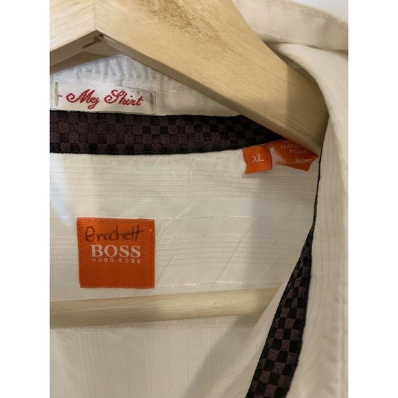 HUGO BOSS Men's Sz XL Button Up Shirt Long Sleeve Orange Label Solid White - Picture 2 of 9